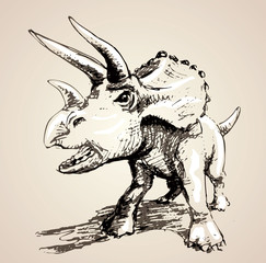 Image of triceratops in freehand style