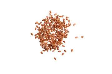 Linseeds on white background