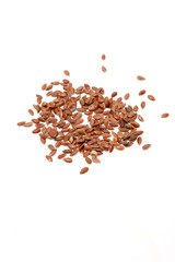 Linseeds on white background