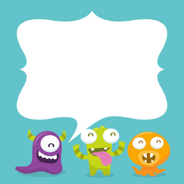 Happy Silly Cute Monsters Blank Message