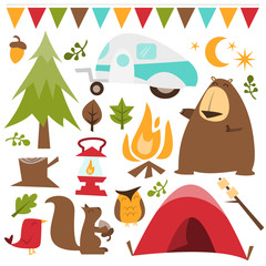 Retro Happy Camper Graphic Set