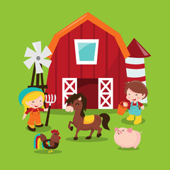 Happy Barnyard Farm Friends Scene
