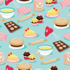 Baking Icons Seamless Pattern Background