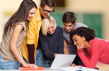 Classroom. Group of young students studying in the classroom