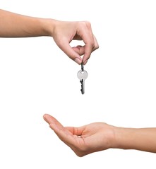 Confidence. Hands and golden key
