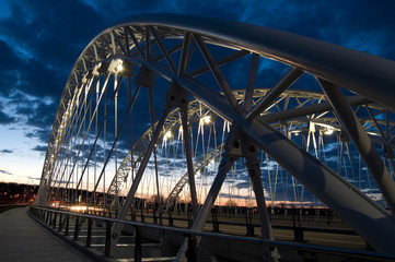 Angle View of a Bridge Structure at Night