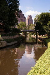 San Antonio River Flows Thru Texas City Downtown Riverwalk