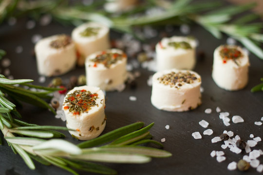soft goat cheese with rosemary