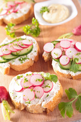 canape with cheese and radish