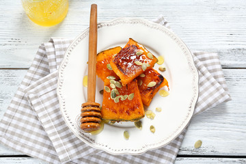 Sweet Baked pumpkin on a plate