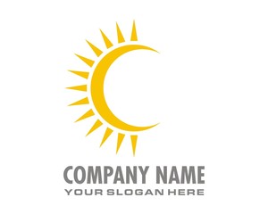 crescent sun logo image vector