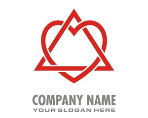 triangle love heart logo image vector