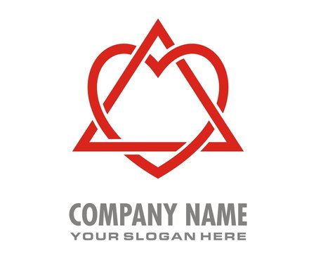 triangle love heart logo image vector