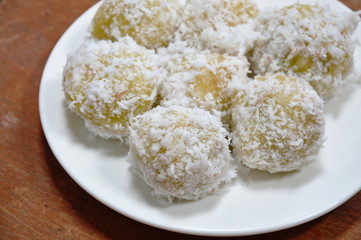 white coconut ball Thai dessert