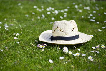 Strohhut im Gras