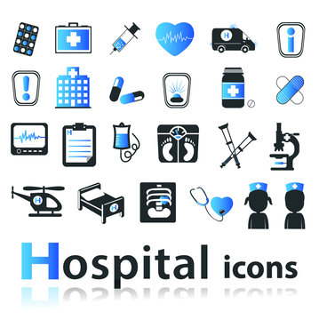 Hospital icons - blue design