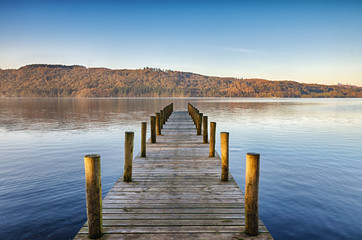 Wooden jetty on Windermere.