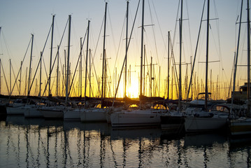 Sunset on the Rome harbor