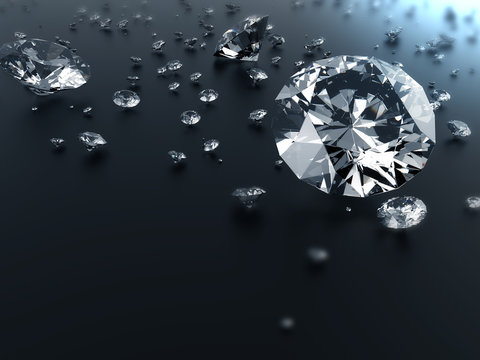 diamond on black background with clipping path