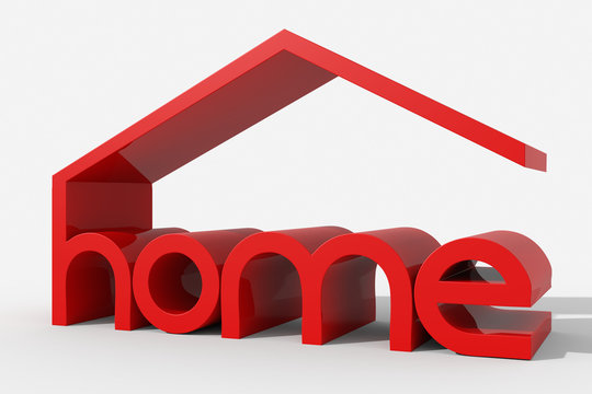 Logo 3D "home" con forma edificio