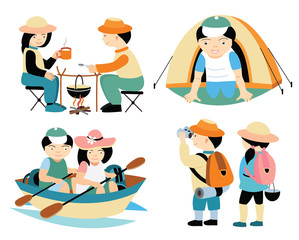 tourists travel (vector illustration set)