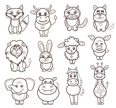 set of animals icons (vector illustration)