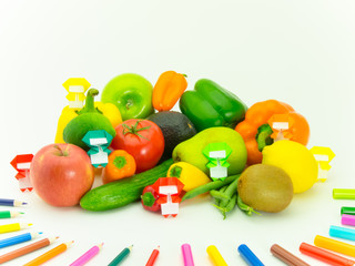 Origami Ninja with Vegetables and Fruits