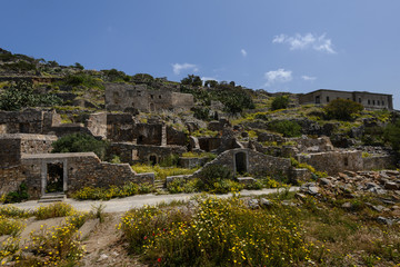 Fototapeta na wymiar Spinalonga Castle ruins in Crete, Greece