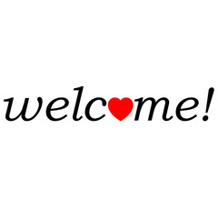 Icono texto welcome! con corazon