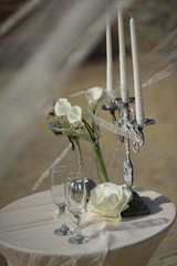 Wedding ceremony table with candles