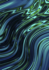 Background with iridescent blue and green waves

