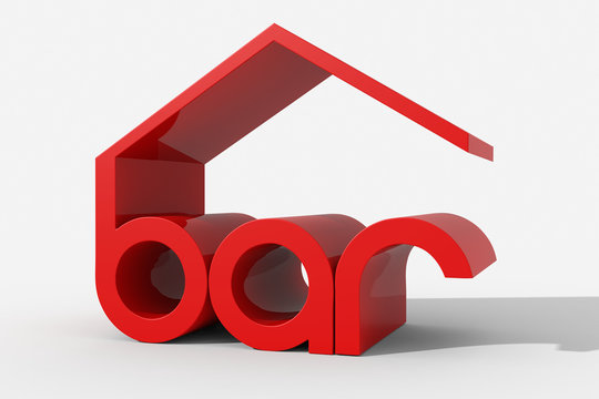 Logo 3D "bar" con forma edificio