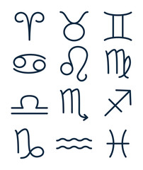 Set of horoscope zodiac signs - outline style.