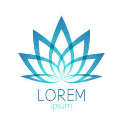 Obraz premium Beautiful turquoise lotus flower logo sign.