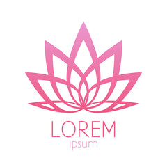 Beautiful pink lotus flower logo sign.