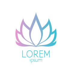 Beautiful pink and turquoise lotus flower logo sign.