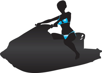 A Woman riding a Jet Ski Silhouette