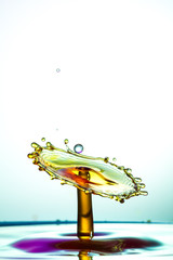 Water sculpture. Double Drop splash.  Falling water drops.