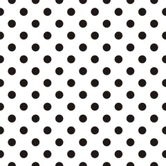 Tile vector pattern with black polka dots on white background © ingalinder