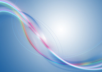 Blue gradient background with shimmering wavy stripes
