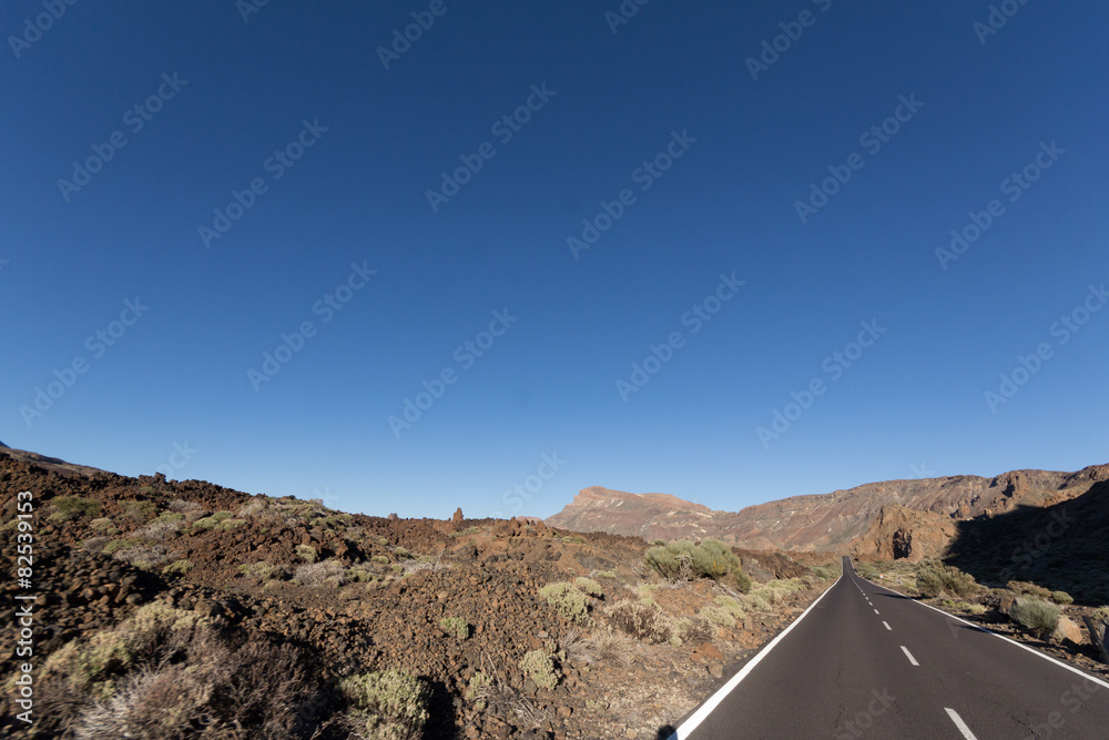 Sticker empty street / road / highway in desert / volcanic landscape - Stickers