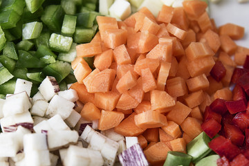 Carrot dices and other vegetables