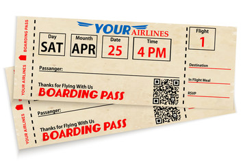 Boarding pass tickets - obrazy, fototapety, plakaty
