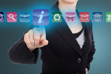 Obraz premium Business woman touch Order buttom