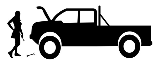 Vector silhouette car repairs.