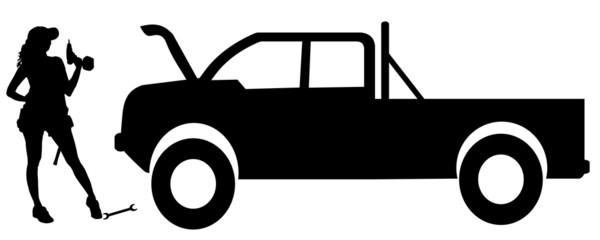 Vector silhouette car repairs.