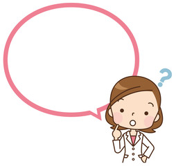 女性医師　吹き出し　疑問