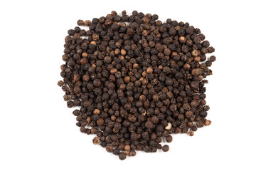 Black pepper was placed on a white background