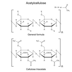 Structural chemical formula of  acetyl cellulose polymer