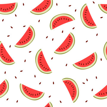 Cute seamless background with watermelon slices